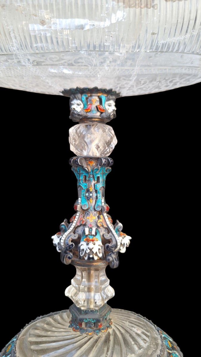 Coupe sur pied argent cristal de roche XIXéme siecle-photo-2