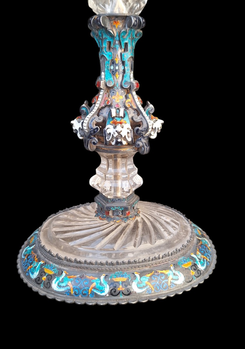 Coupe sur pied argent cristal de roche XIXéme siecle-photo-3