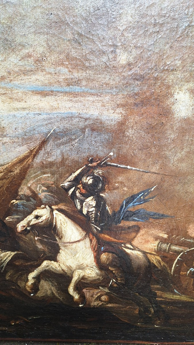 Tableau scène de bataille XVIIéme siècle-photo-3
