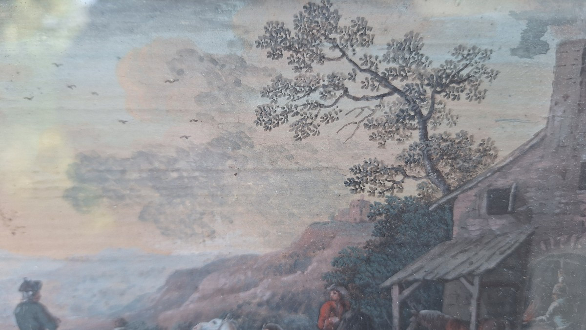 Paire de gouaches du 17éme siecle -photo-1