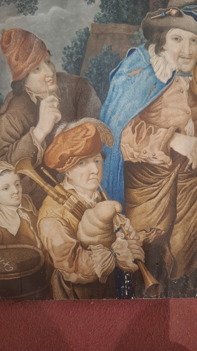 Huile sur parchemin XVIIIéme siecle-photo-2