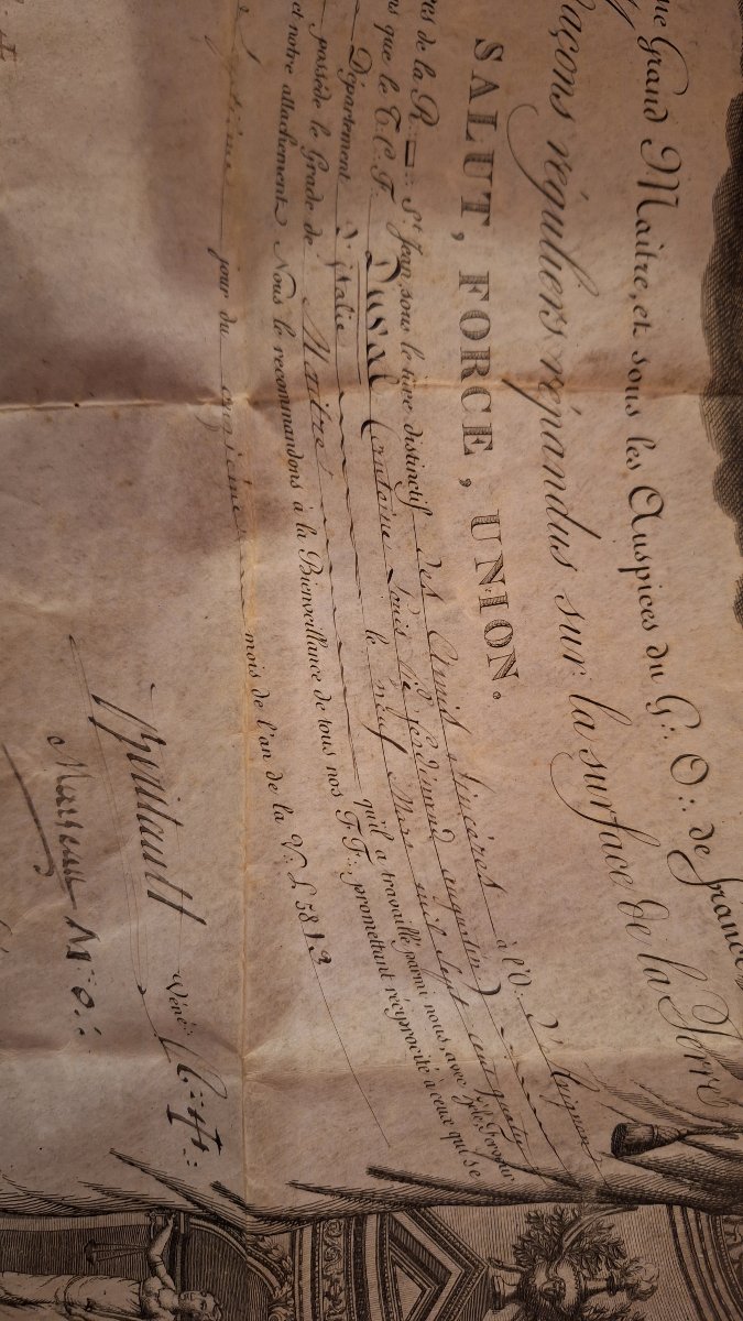 Tablier et diplome Franc Maçon XIXéme siecle-photo-2