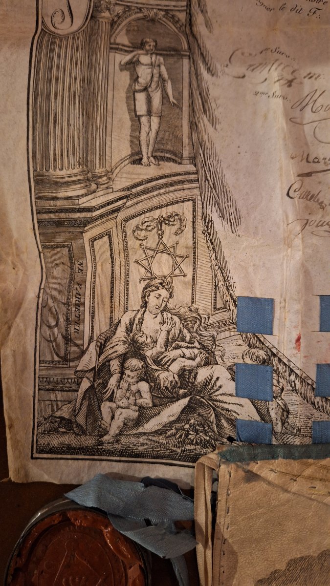 Tablier et diplome Franc Maçon XIXéme siecle-photo-6
