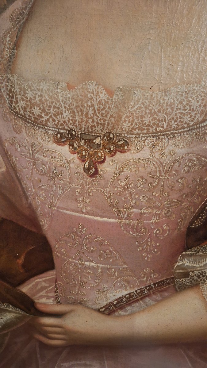 portrait de madame huile sur toile début XVIIIéme siecle-photo-2