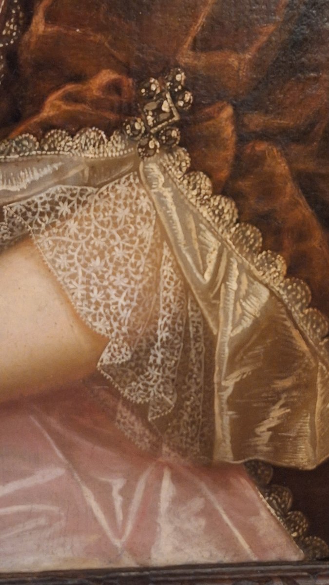 portrait de madame huile sur toile début XVIIIéme siecle-photo-3