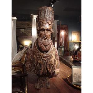 Statue En Bois Dignitaire Vers 1600