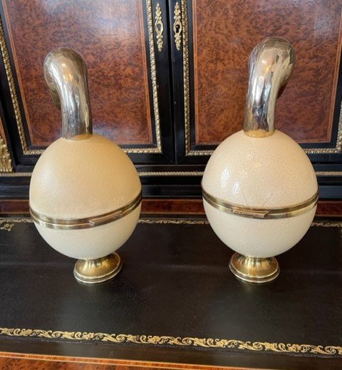Pair Of Ostrich Duck Egg Boxes-photo-4