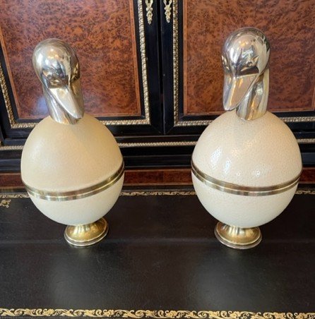 Pair Of Ostrich Duck Egg Boxes-photo-5