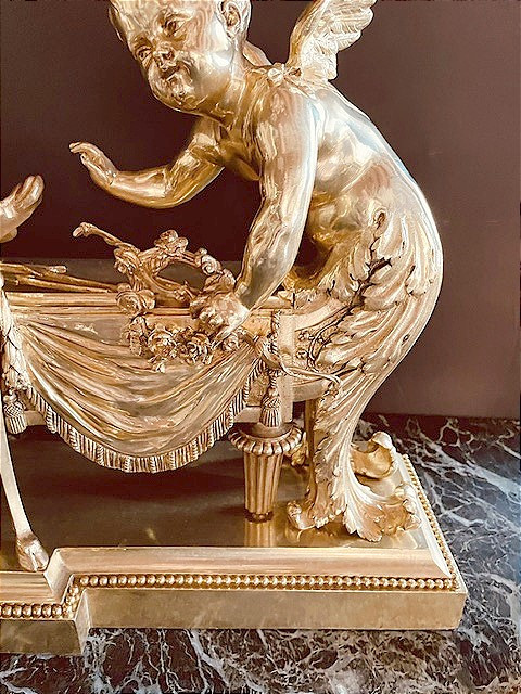  tète de chenet en bronze doré-photo-2