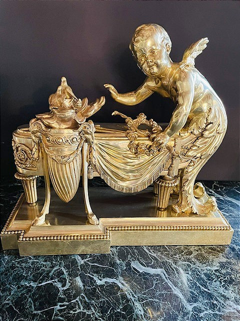  tète de chenet en bronze doré