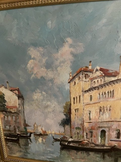 Tableau huile sur panneau de Venise-photo-3