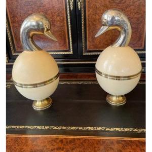 Pair Of Ostrich Duck Egg Boxes