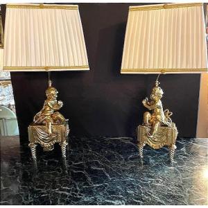 chenets montés en lampe