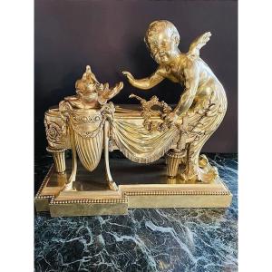  tète de chenet en bronze doré