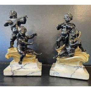 putti musiciens paire de groupes