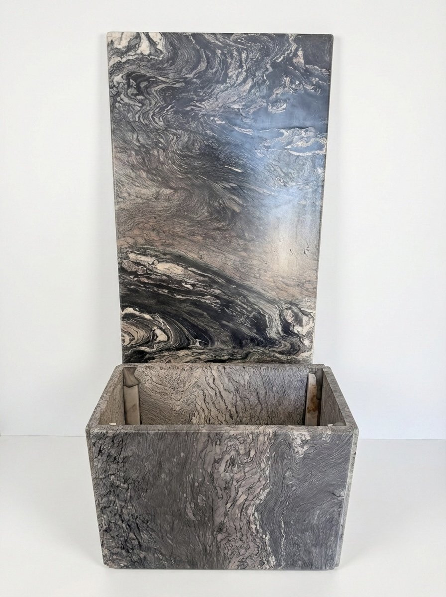 Sculptural Coffee Table In Black And Grey Marble, Postmodern Design (1970s-80s)-photo-4
