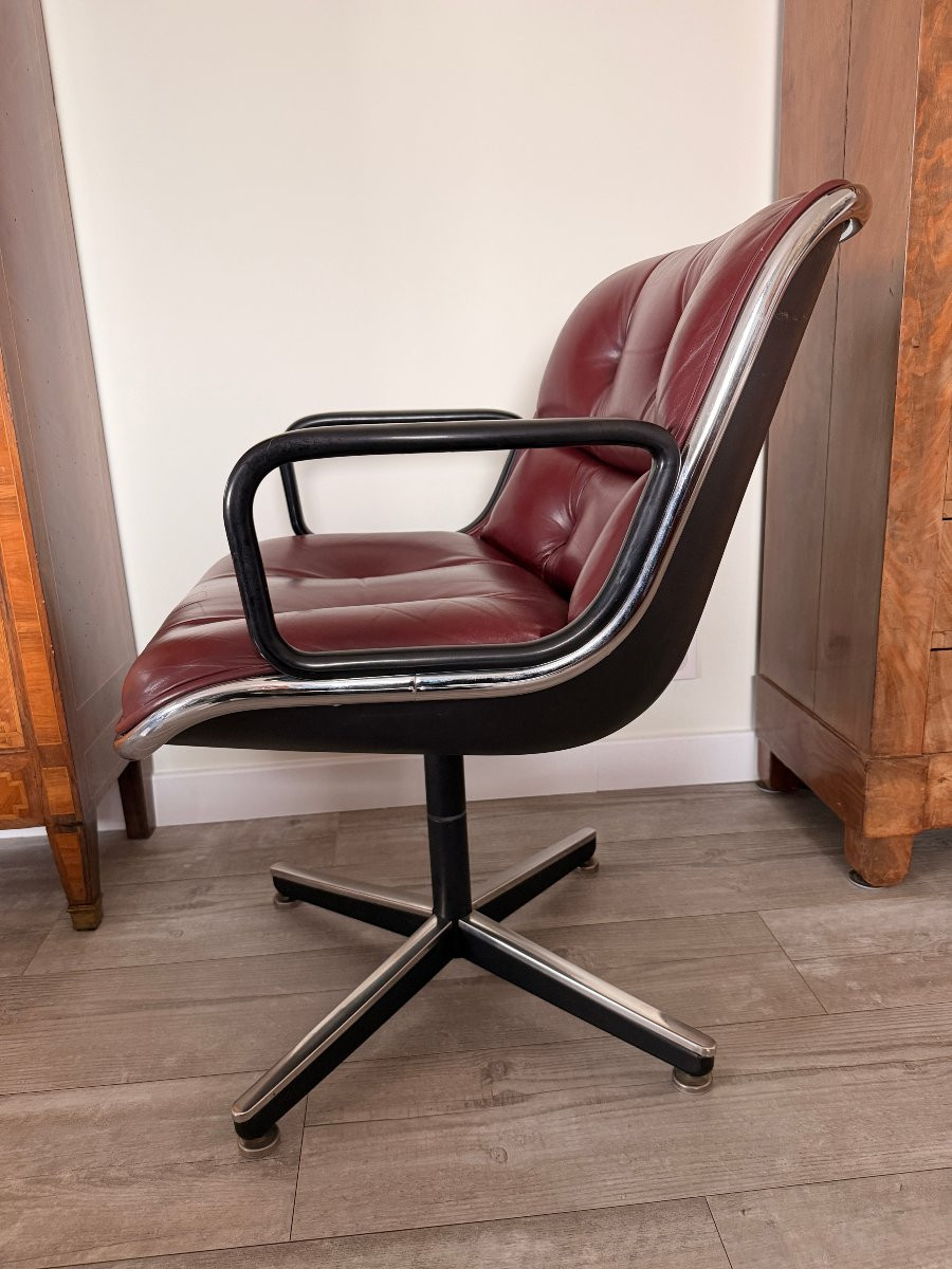 Paire de Fauteuils "Executive" par Charles Pollock pour Knoll - Cuir Bordeaux Année 1970-photo-1