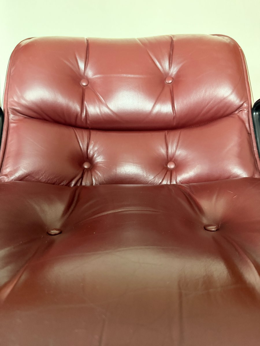 Paire de Fauteuils "Executive" par Charles Pollock pour Knoll - Cuir Bordeaux Année 1970-photo-2
