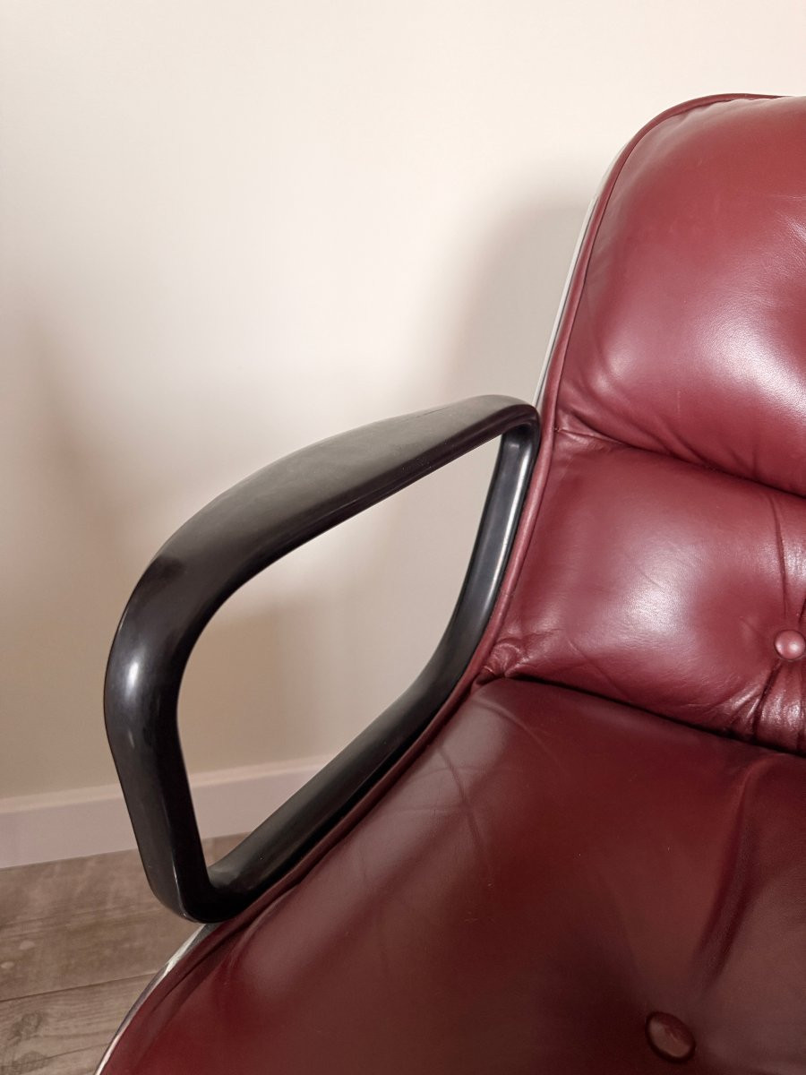 Paire de Fauteuils "Executive" par Charles Pollock pour Knoll - Cuir Bordeaux Année 1970-photo-4