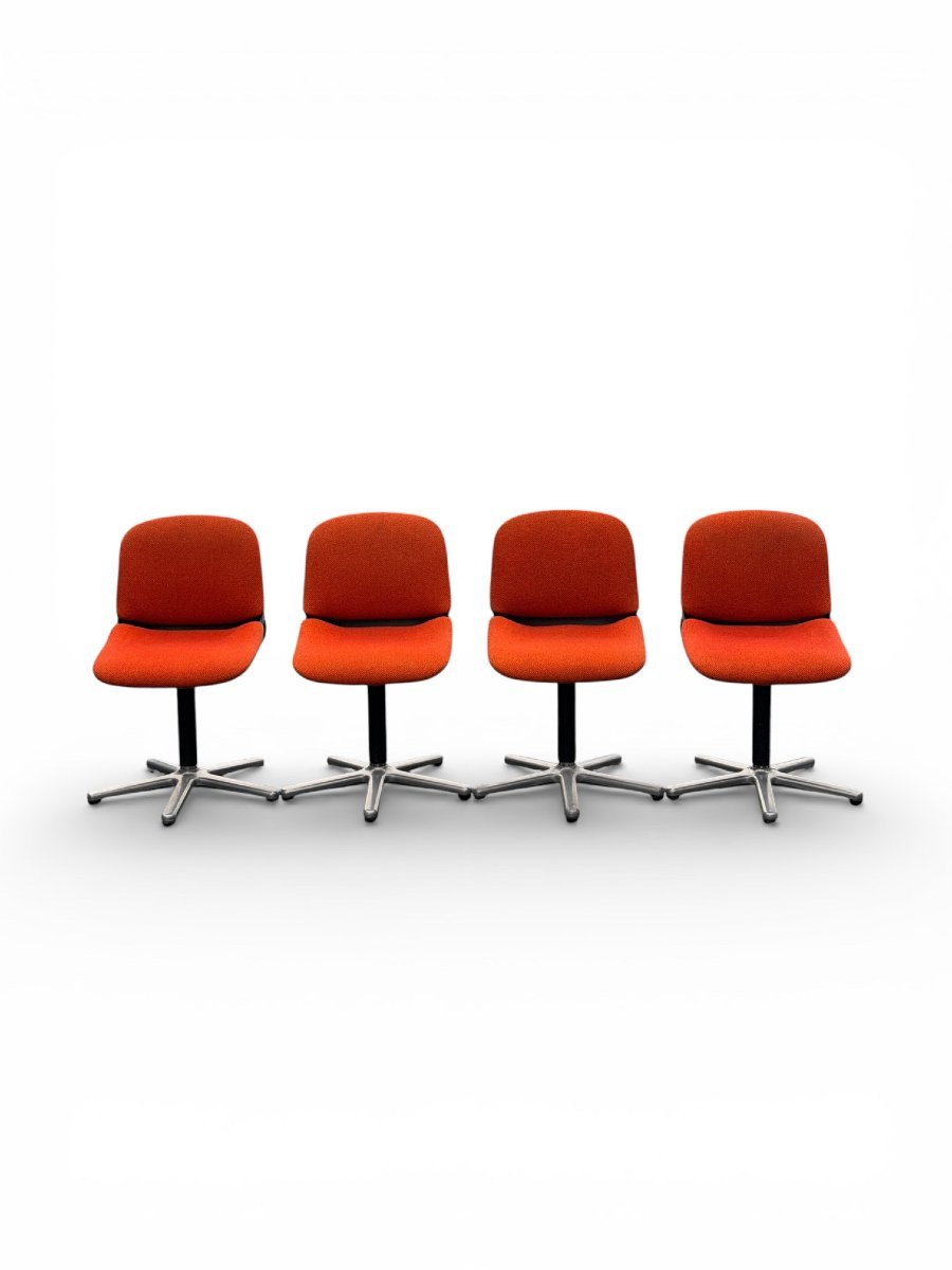 Set Of 4 Vintage Chairs Model 231/5 In Orange Fabric By Wilkhahn, 1970s-photo-2
