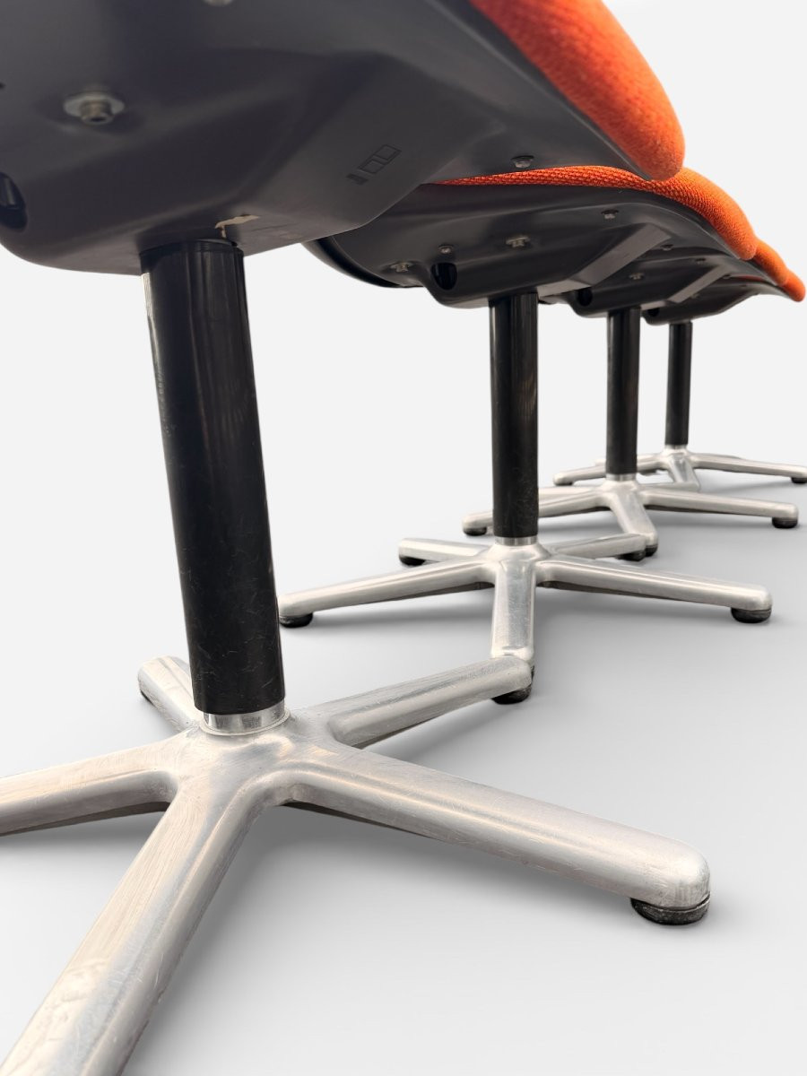 Set Of 4 Vintage Chairs Model 231/5 In Orange Fabric By Wilkhahn, 1970s-photo-2