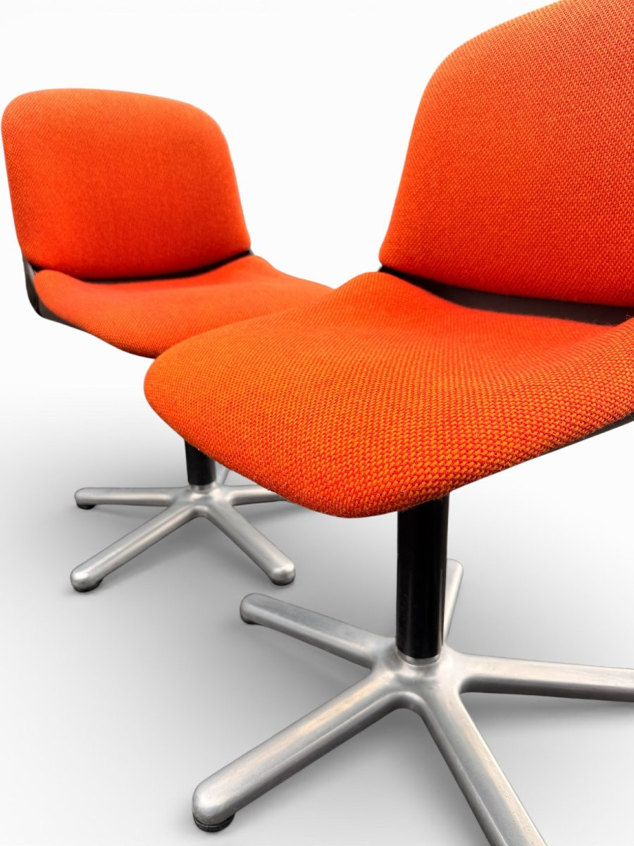 Set Of 4 Vintage Chairs Model 231/5 In Orange Fabric By Wilkhahn, 1970s-photo-5