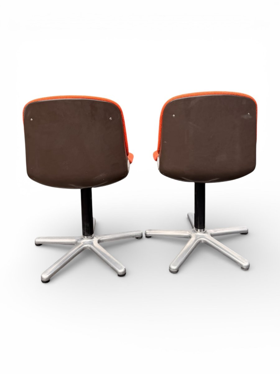 Paire de chaises vintage modèle 231/5 en tissu orange et aluminium par Wilkhahn Années 1970-photo-4