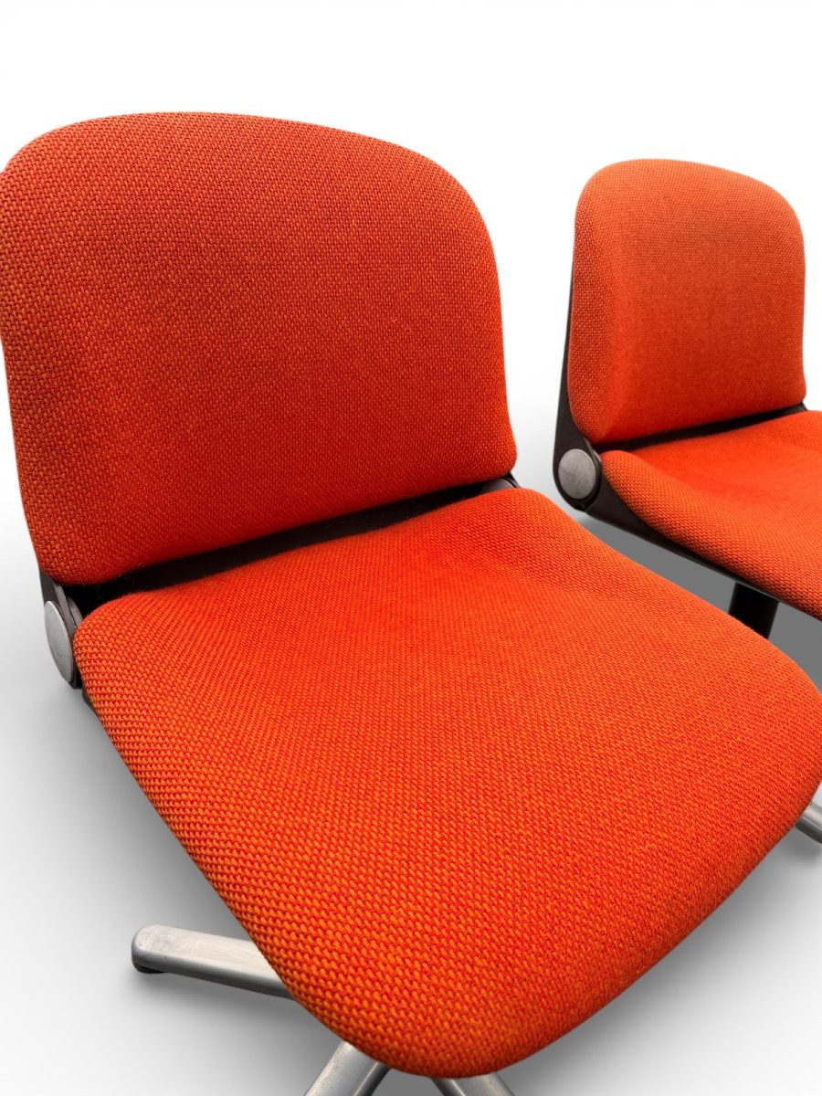 Paire de chaises vintage modèle 231/5 en tissu orange et aluminium par Wilkhahn Années 1970-photo-1