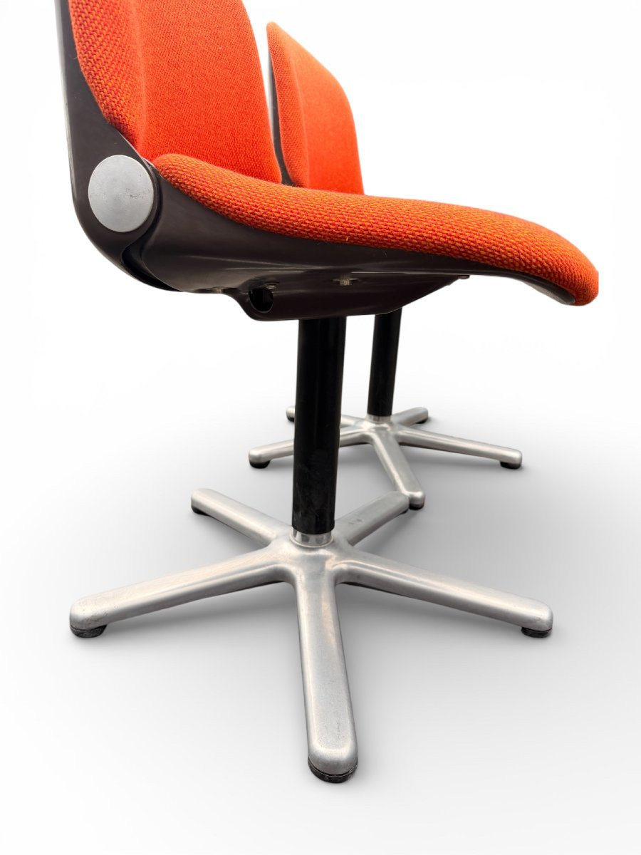 Paire de chaises vintage modèle 231/5 en tissu orange et aluminium par Wilkhahn Années 1970-photo-2