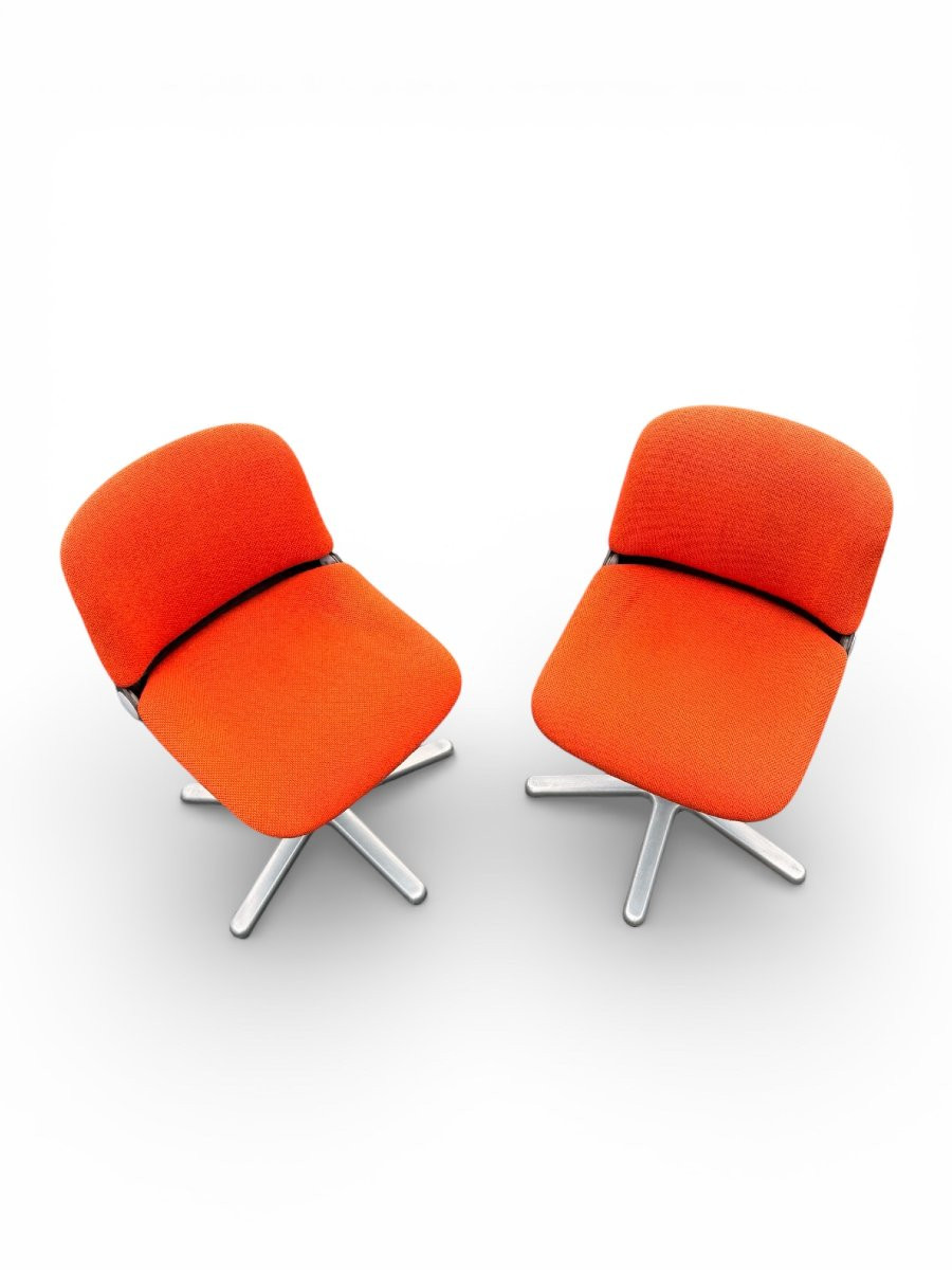 Paire de chaises vintage modèle 231/5 en tissu orange et aluminium par Wilkhahn Années 1970-photo-3