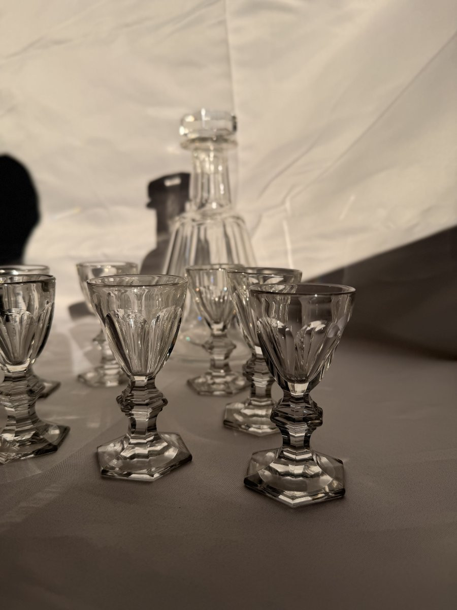 Baccarat Harcourt Crystal Digestif Service - Harcourt Model (decanter + 8 Liqueur Glasses)-photo-4