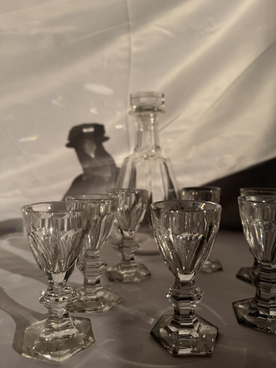 Baccarat Harcourt Crystal Digestif Service - Harcourt Model (decanter + 8 Liqueur Glasses)-photo-1