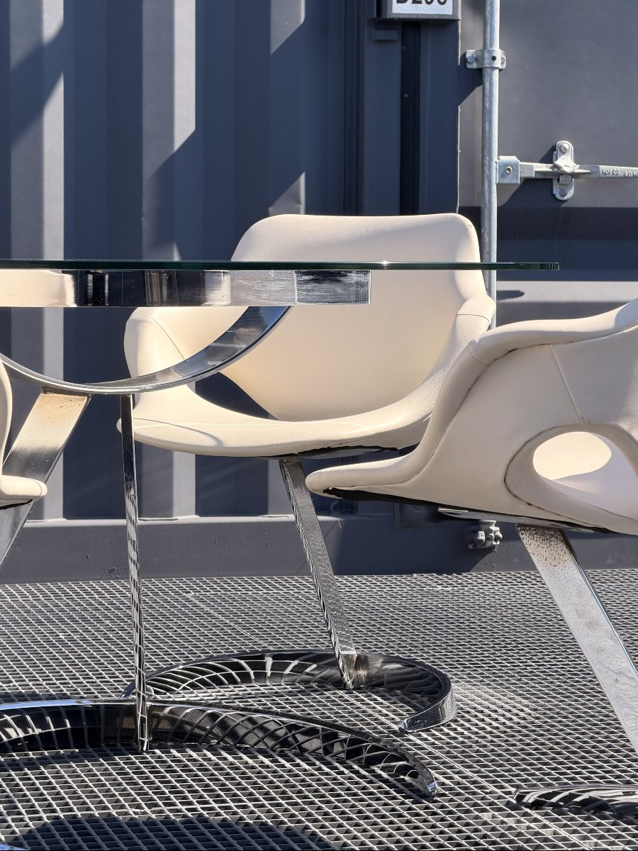 Spectacular Boris Tabacoff Mmm Table And 4 Chairs Set, Space Age Design, Circa 1970-photo-1