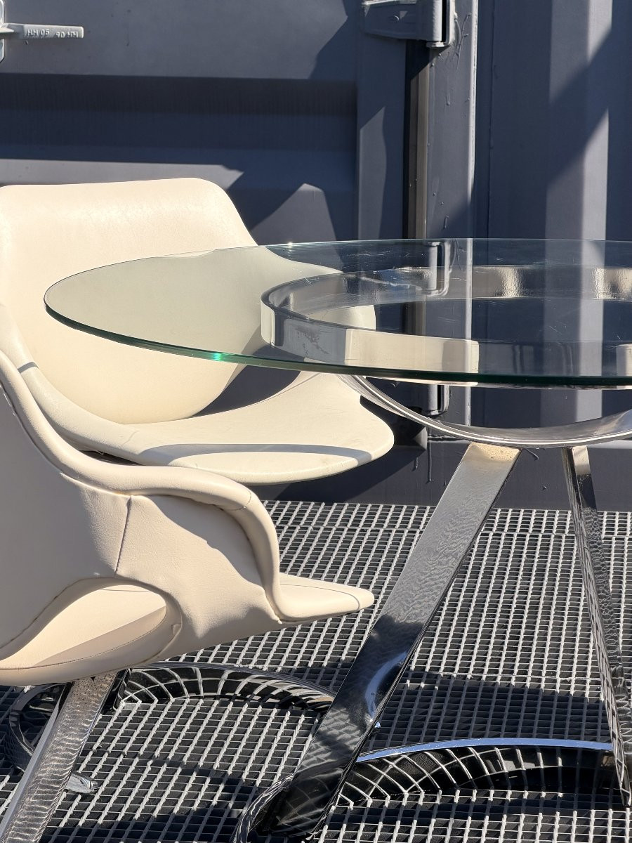 Spectacular Boris Tabacoff Mmm Table And 4 Chairs Set, Space Age Design, Circa 1970-photo-2