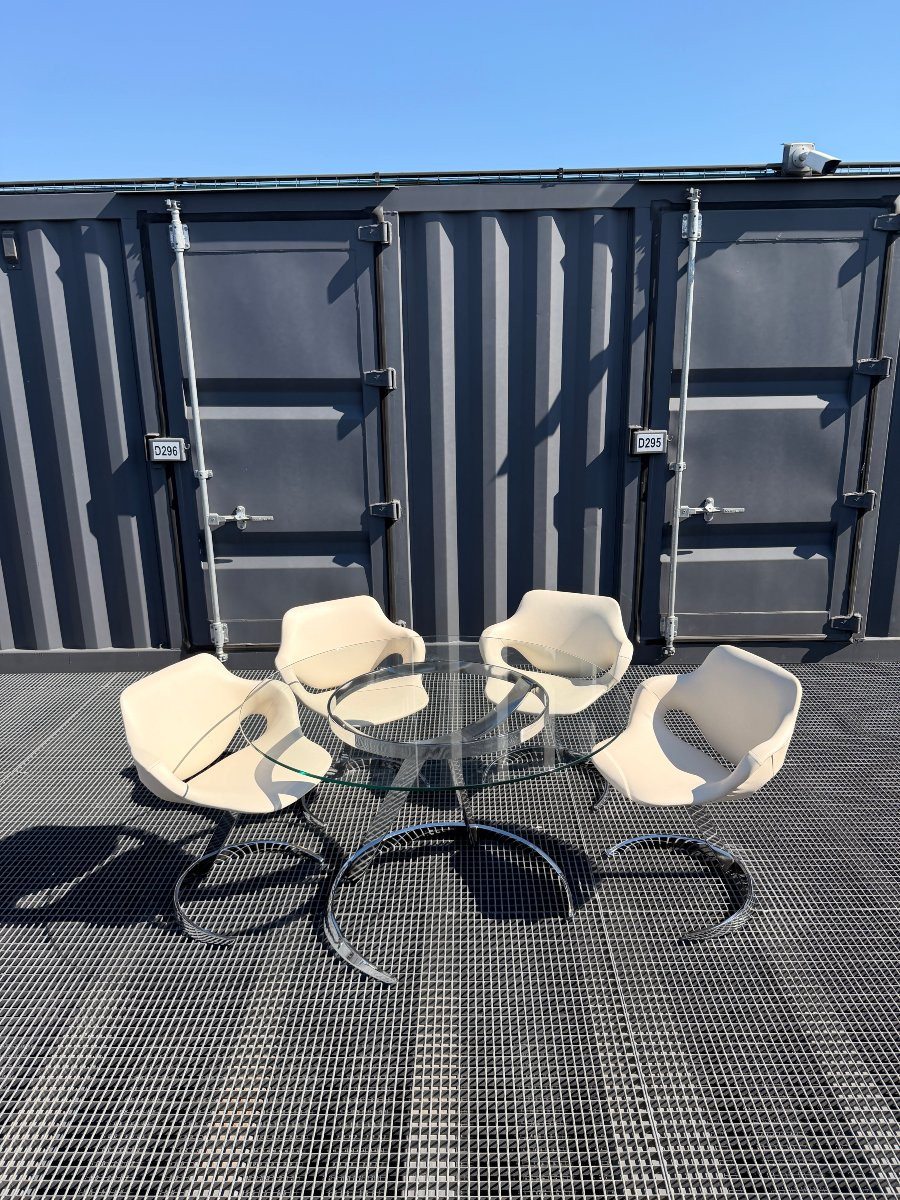 Spectacular Boris Tabacoff Mmm Table And 4 Chairs Set, Space Age Design, Circa 1970-photo-8