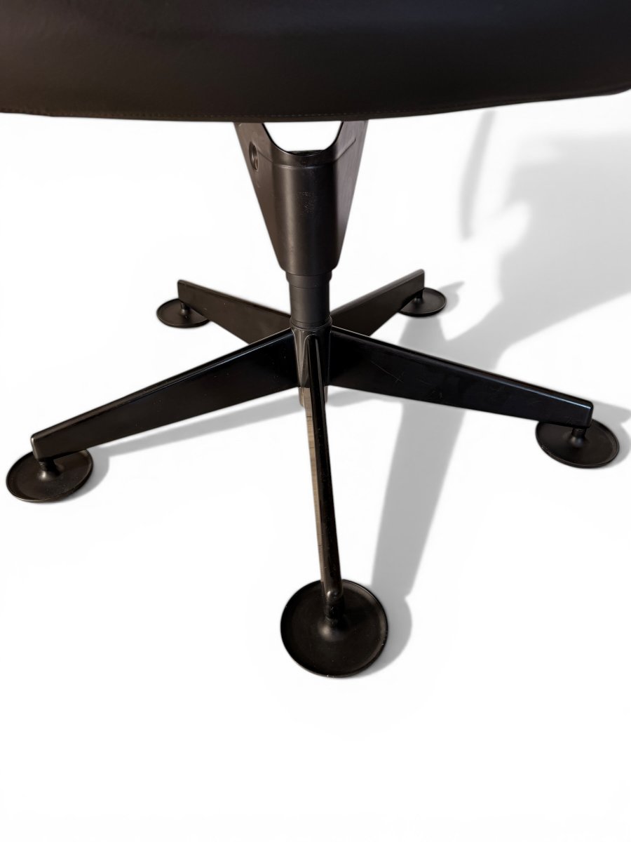 Richard Sapper Office Chair, Knoll International Edition, Leather And Glides, Circa 1979-photo-2