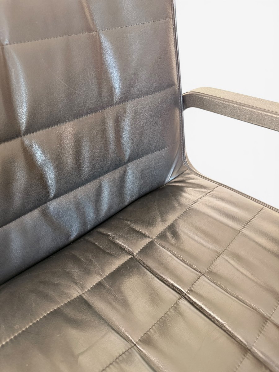 Richard Sapper Office Chair, Knoll International Edition, Leather And Glides, Circa 1979-photo-5