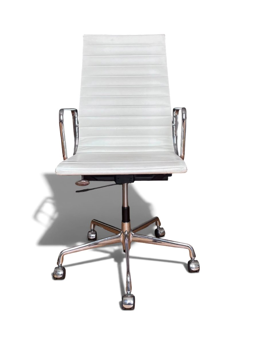 Fauteuil de Bureau EA 117 en Cuir Blanc, Charles Eames pour Vitra-photo-2