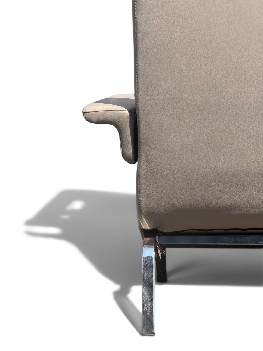 "archi" Armchair By Pierre Paulin In Gray Leather, Ligne Roset Edition-photo-2