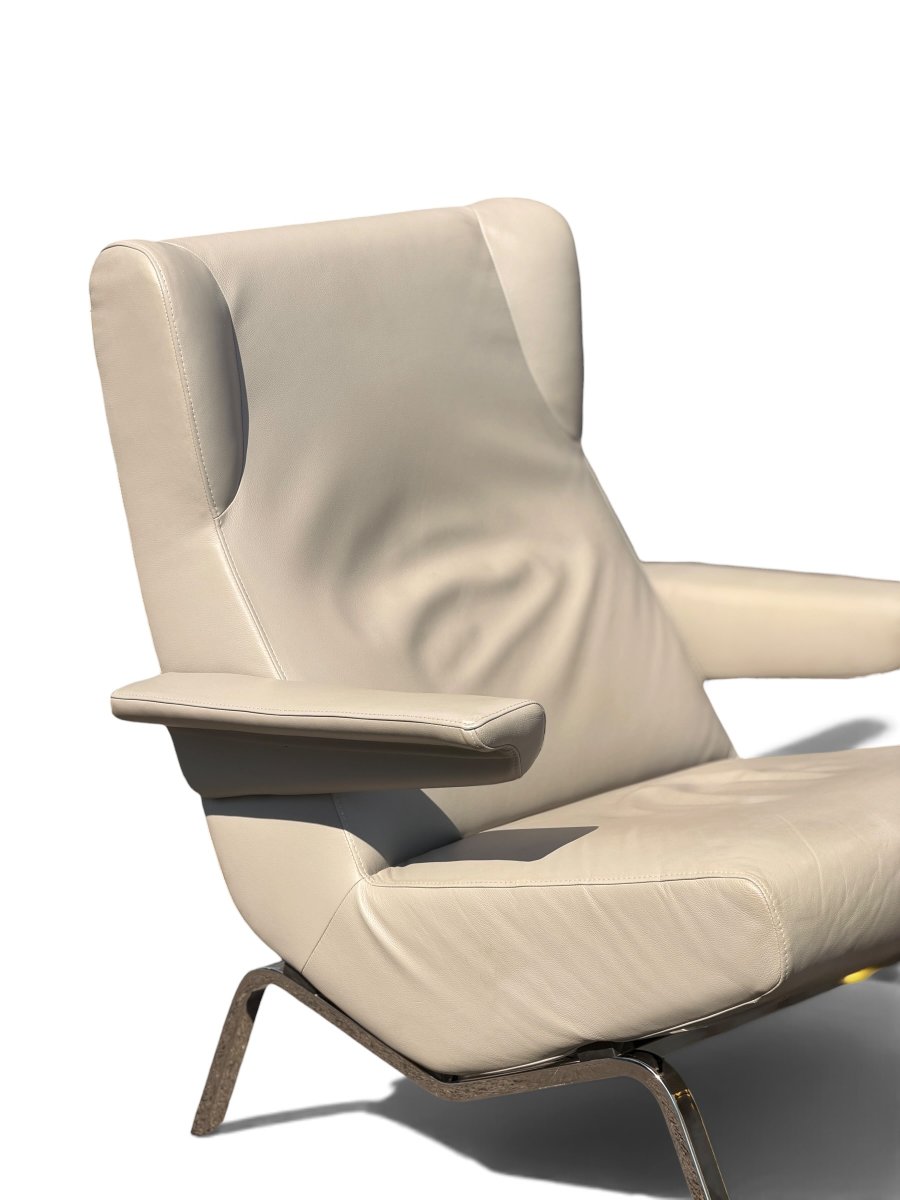 "archi" Armchair By Pierre Paulin In Gray Leather, Ligne Roset Edition-photo-3