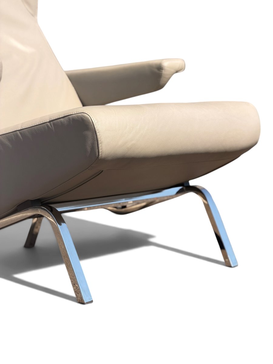 "archi" Armchair By Pierre Paulin In Gray Leather, Ligne Roset Edition-photo-5