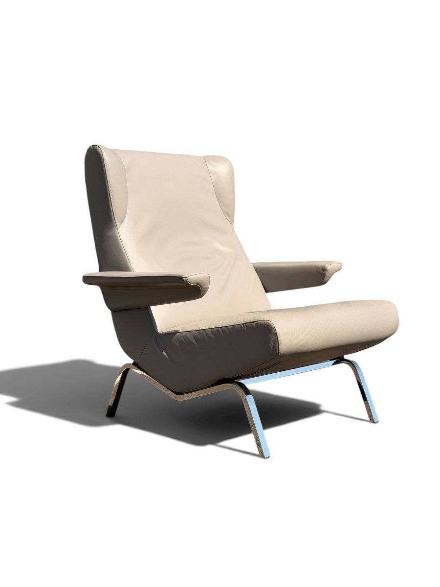 "archi" Armchair By Pierre Paulin In Gray Leather, Ligne Roset Edition