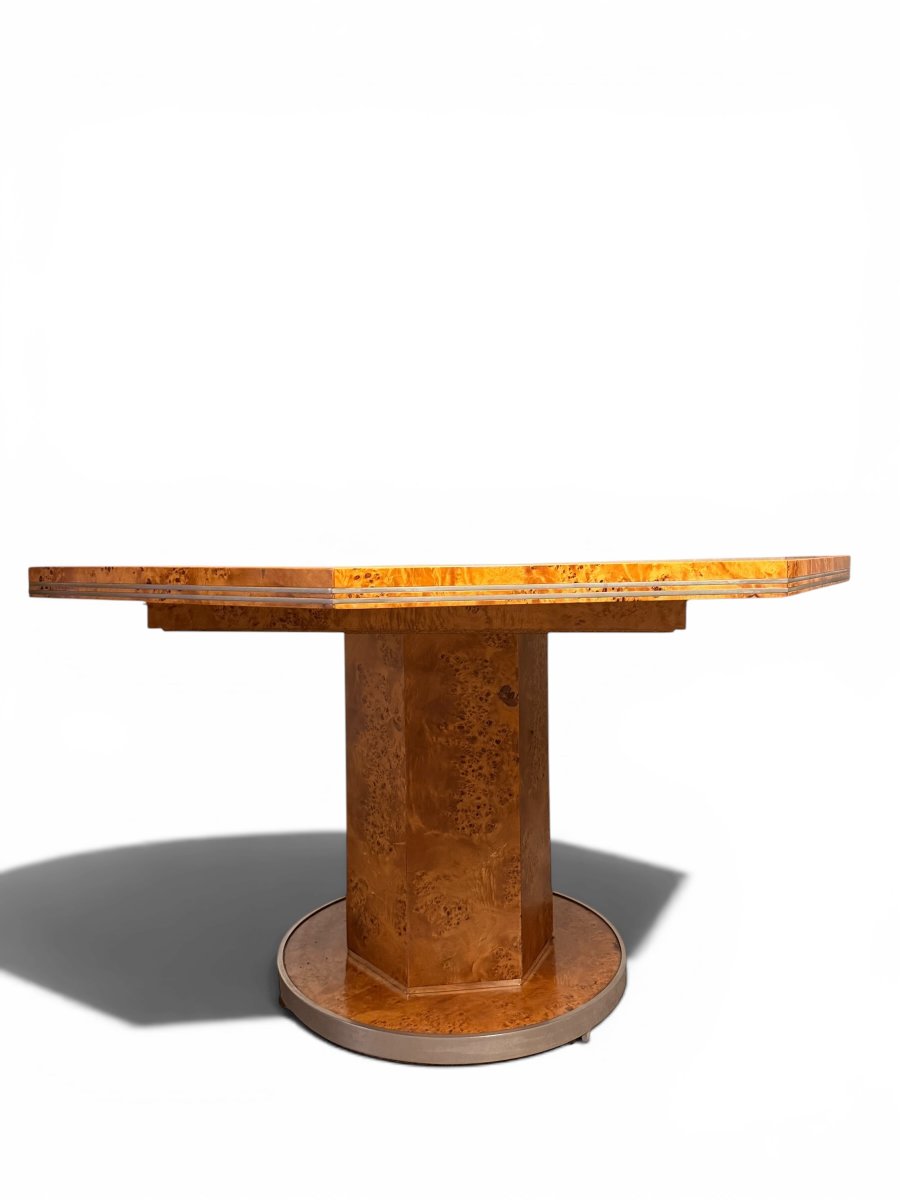 Octagonal Extendable Dining Table By Mario Sabot, Marble And Metal (italy, Ca. 1970)-photo-2