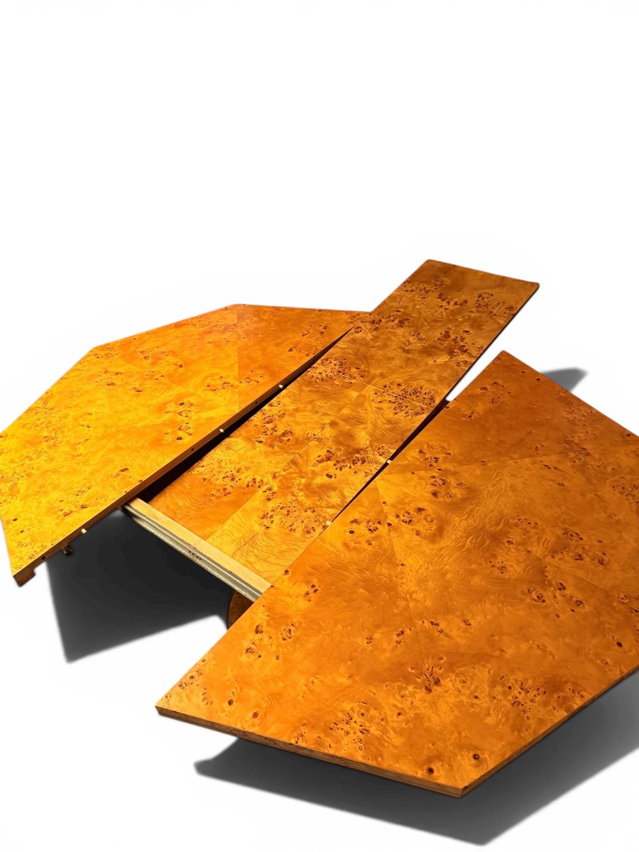 Octagonal Extendable Dining Table By Mario Sabot, Marble And Metal (italy, Ca. 1970)-photo-4