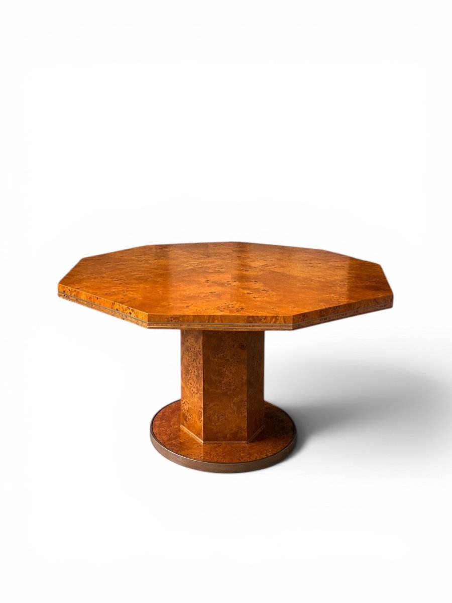 Octagonal Extendable Dining Table By Mario Sabot, Marble And Metal (italy, Ca. 1970)-photo-6