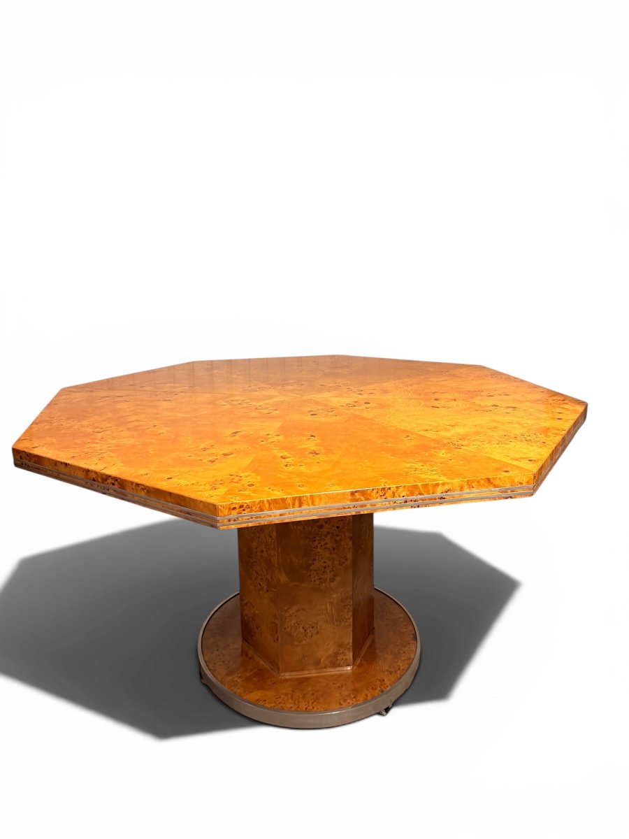 Octagonal Extendable Dining Table By Mario Sabot, Marble And Metal (italy, Ca. 1970)