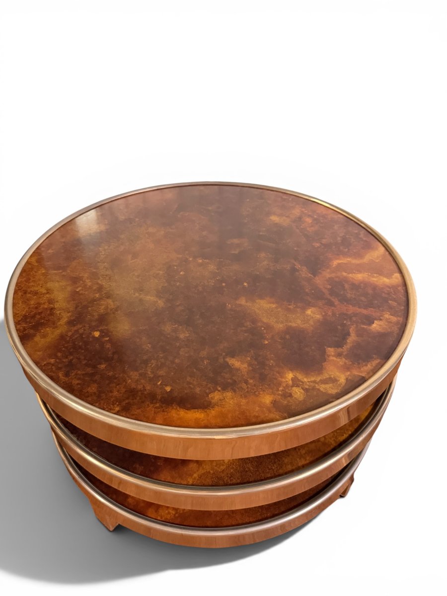 Table Basse Pivotante en Loupe d'Orme par Maria Pergay, Années 1970-photo-1