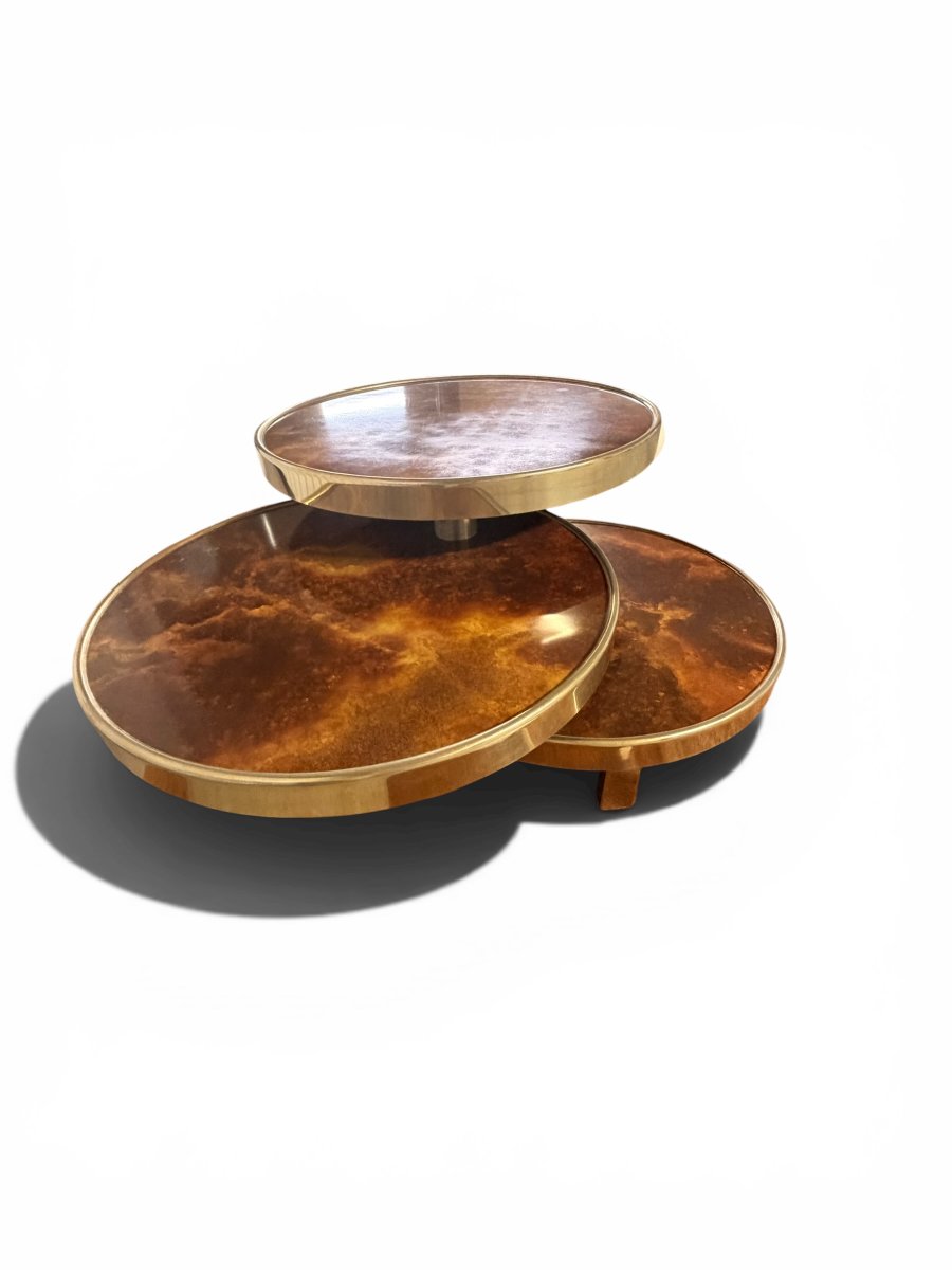 Table Basse Pivotante en Loupe d'Orme par Maria Pergay, Années 1970-photo-4