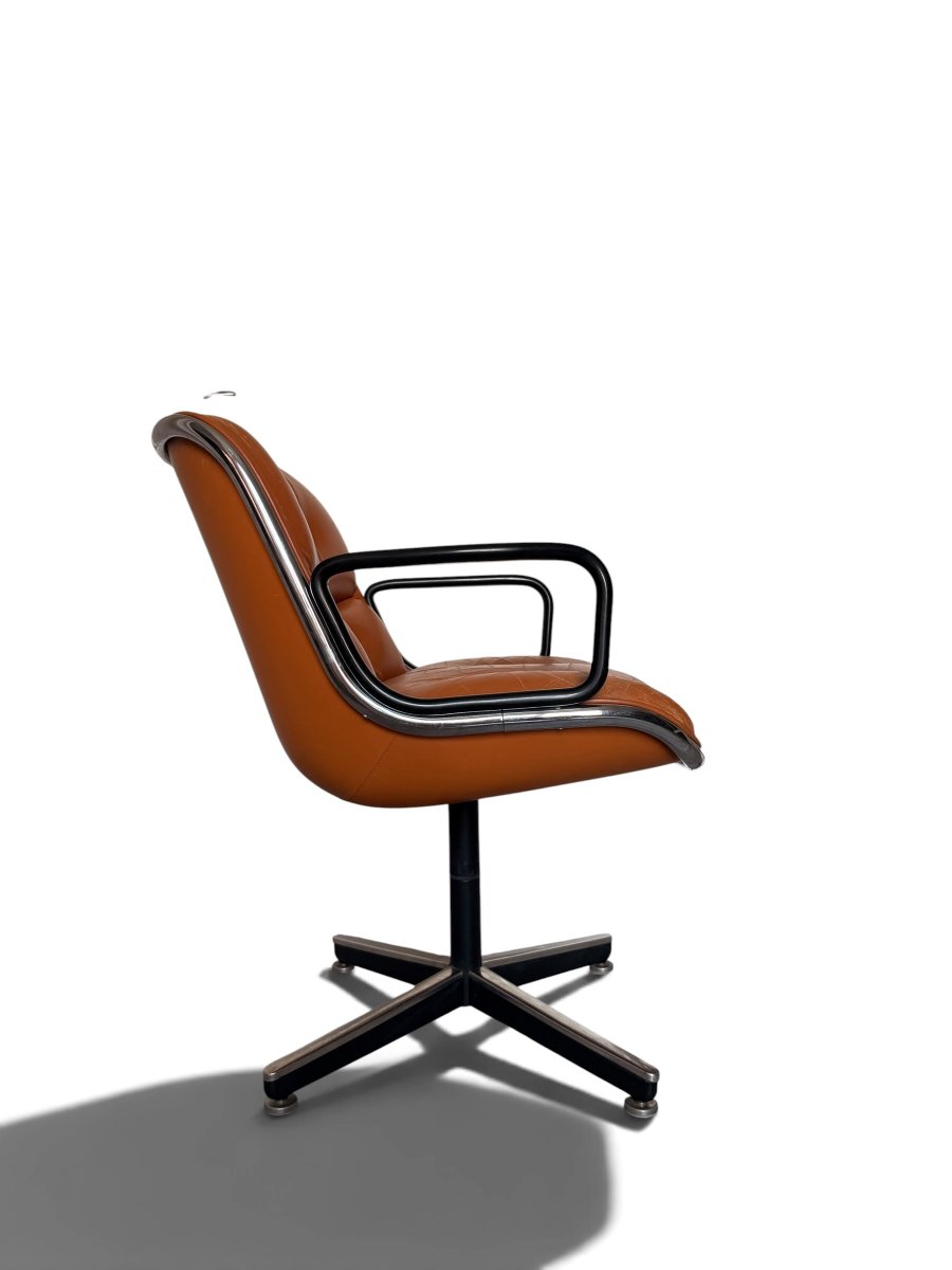 Fauteuil "Executive" par Charles Pollock pour Knoll, Cuir Camel-photo-2