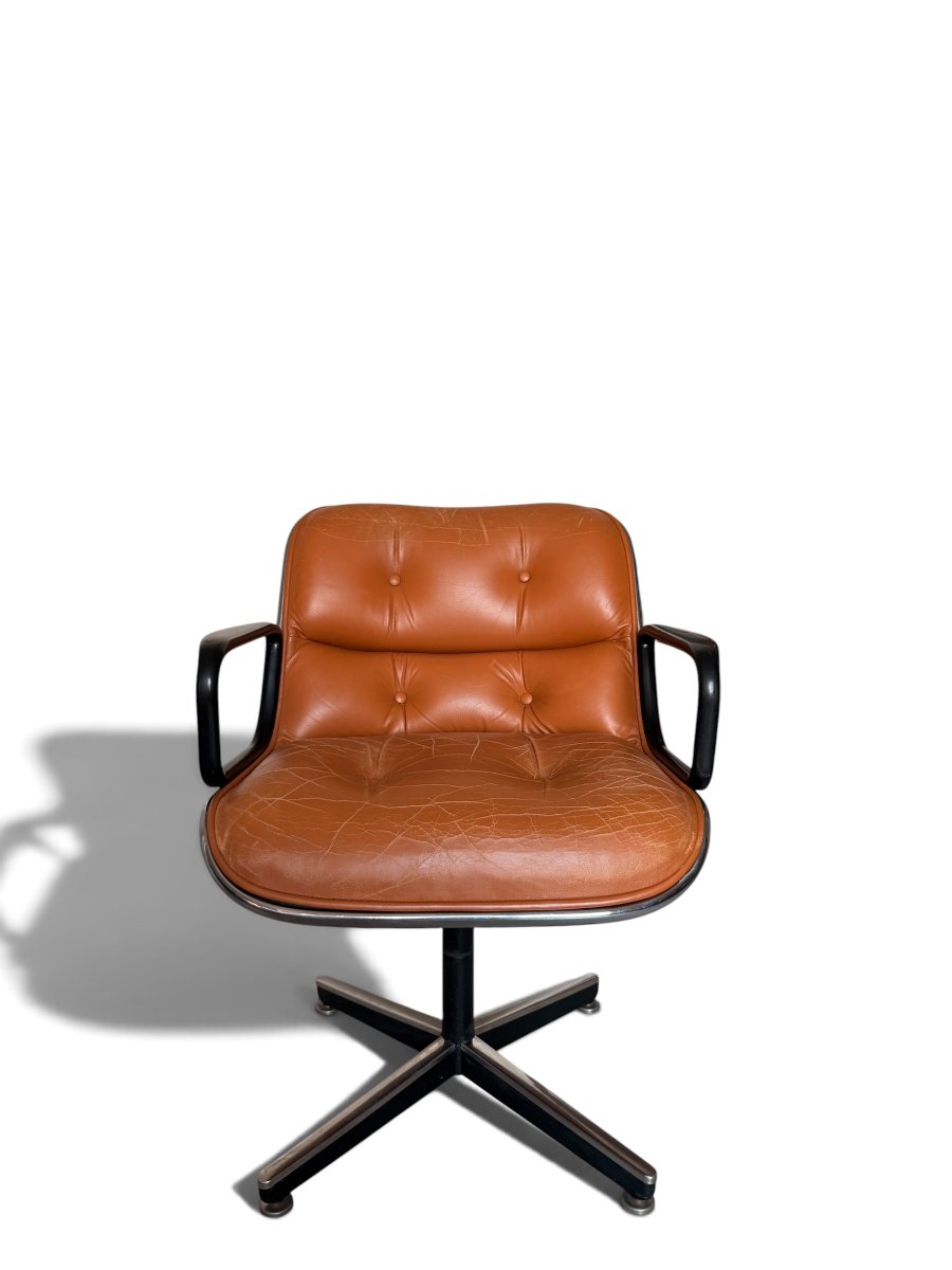Fauteuil "Executive" par Charles Pollock pour Knoll, Cuir Camel-photo-2